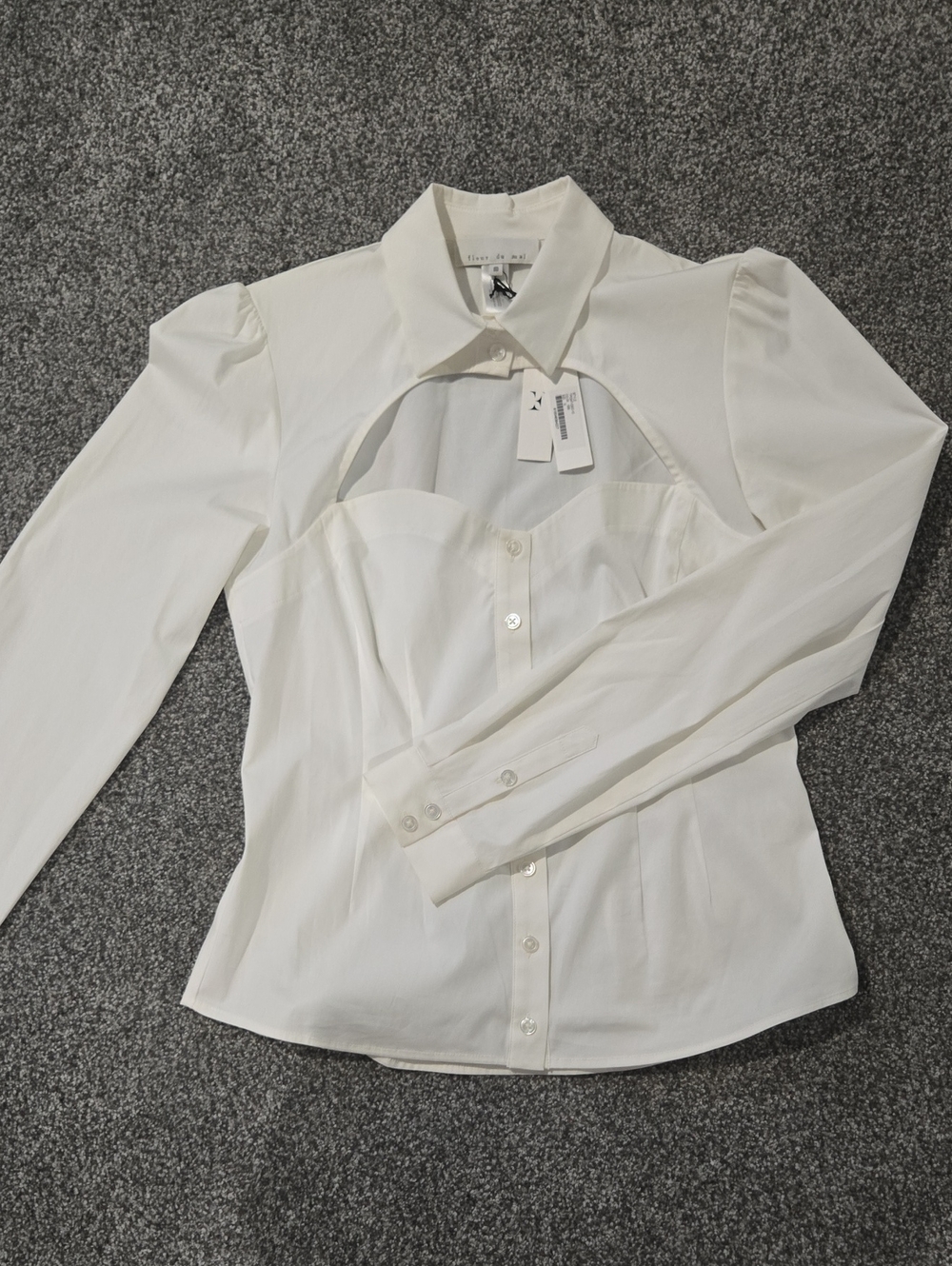 Fleur du Mal White Cutout Button-Down Shirt